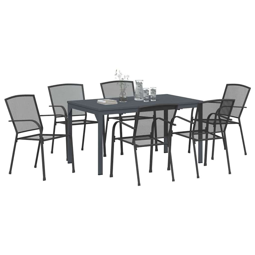 Garden Dining Set 7 pcs Anthracite Powder-coated Steel