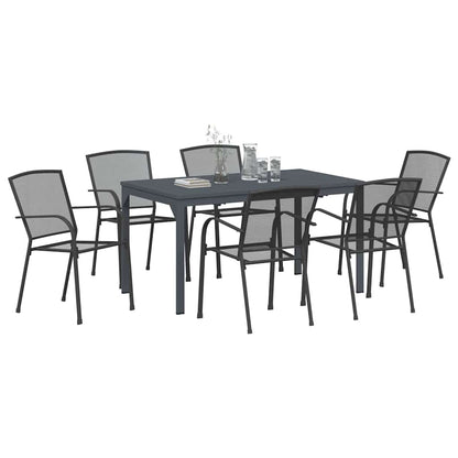 Garden Dining Set 7 pcs Anthracite Powder-coated Steel