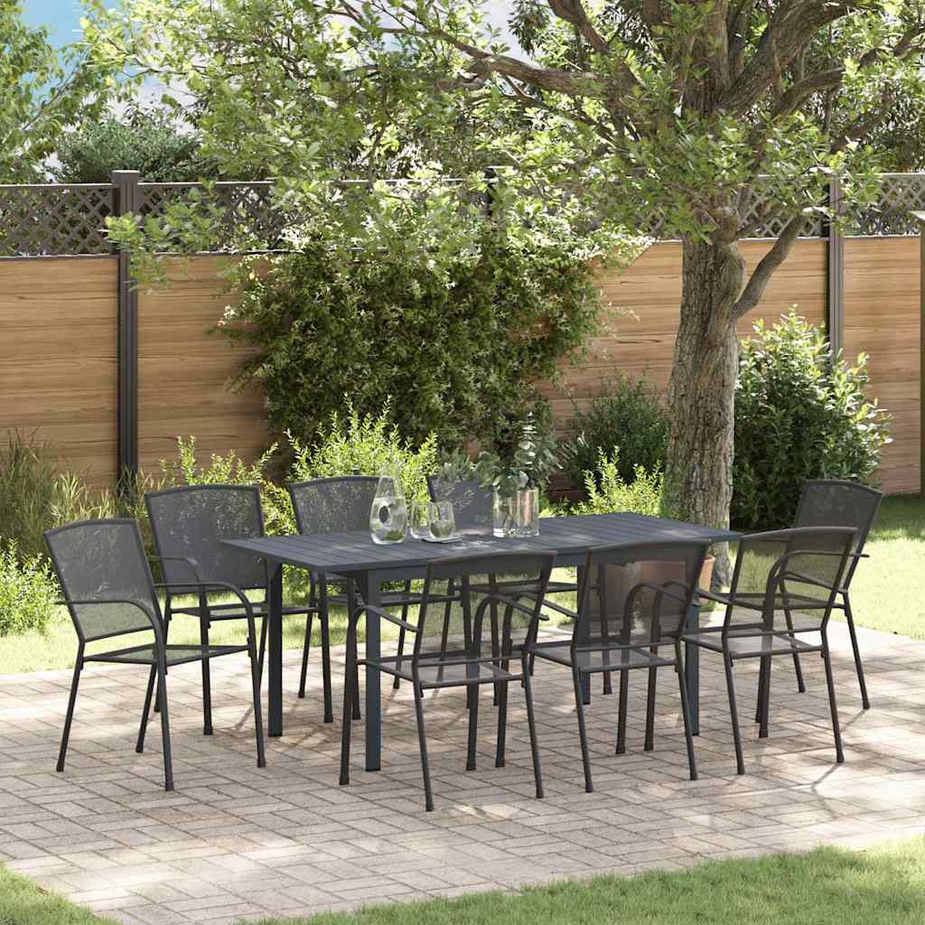 Garden Dining Set 9 pcs Anthracite Powder-coated Steel