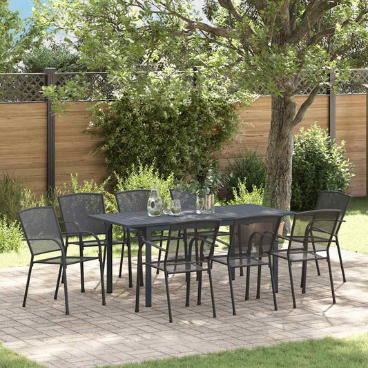 Garden Dining Set 9 pcs Anthracite Powder-coated Steel