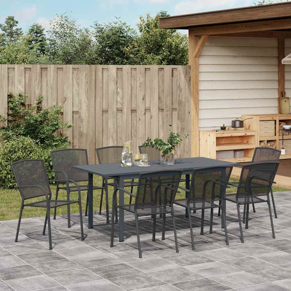 Garden Dining Set 9 pcs Anthracite Powder-coated Steel