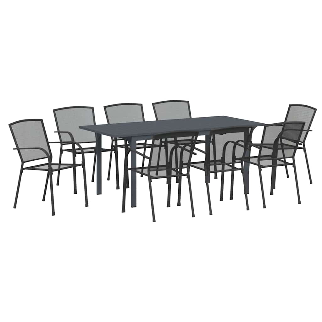 Garden Dining Set 9 pcs Anthracite Powder-coated Steel
