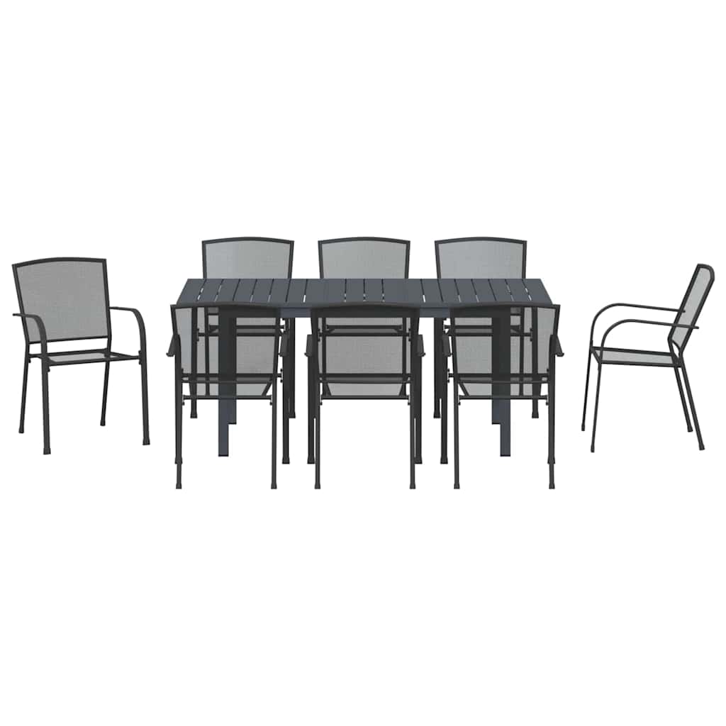 Garden Dining Set 9 pcs Anthracite Powder-coated Steel