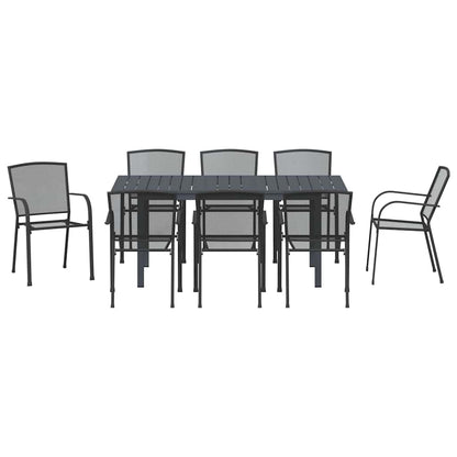 Garden Dining Set 9 pcs Anthracite Powder-coated Steel