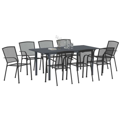 Garden Dining Set 9 pcs Anthracite Powder-coated Steel
