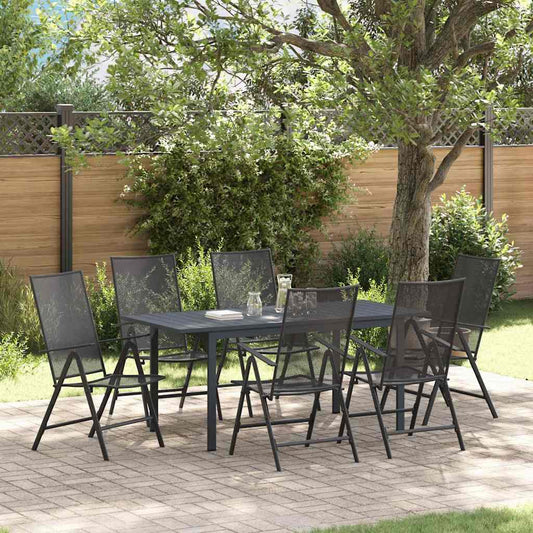 Garden Dining Set 7 pcs Anthracite Powder-coated Steel