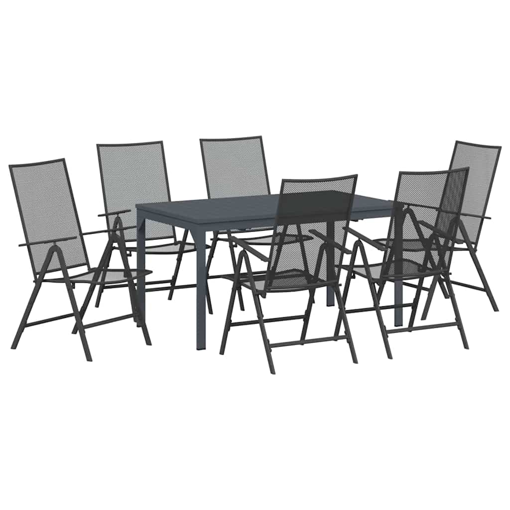 Garden Dining Set 7 pcs Anthracite Powder-coated Steel