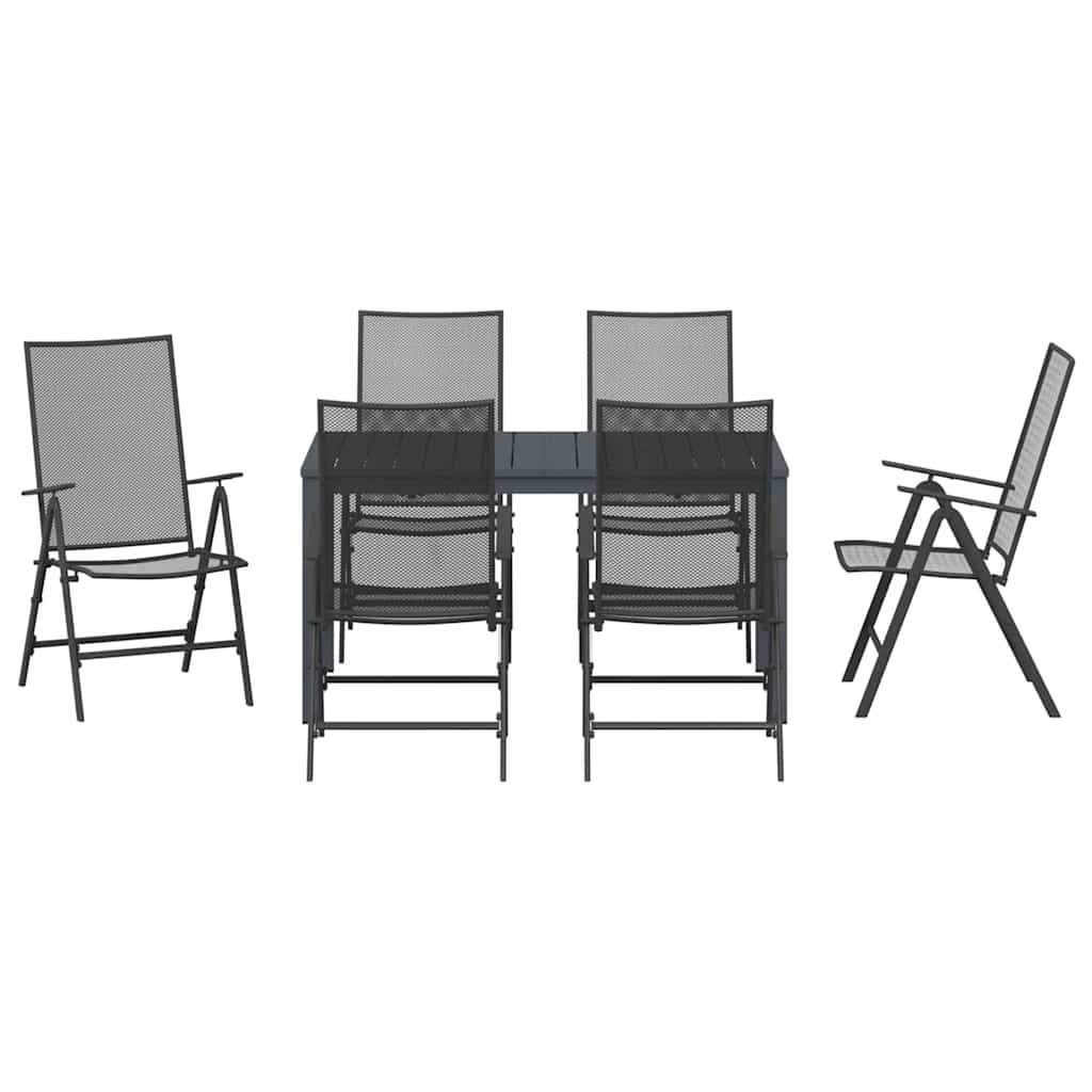 Garden Dining Set 7 pcs Anthracite Powder-coated Steel