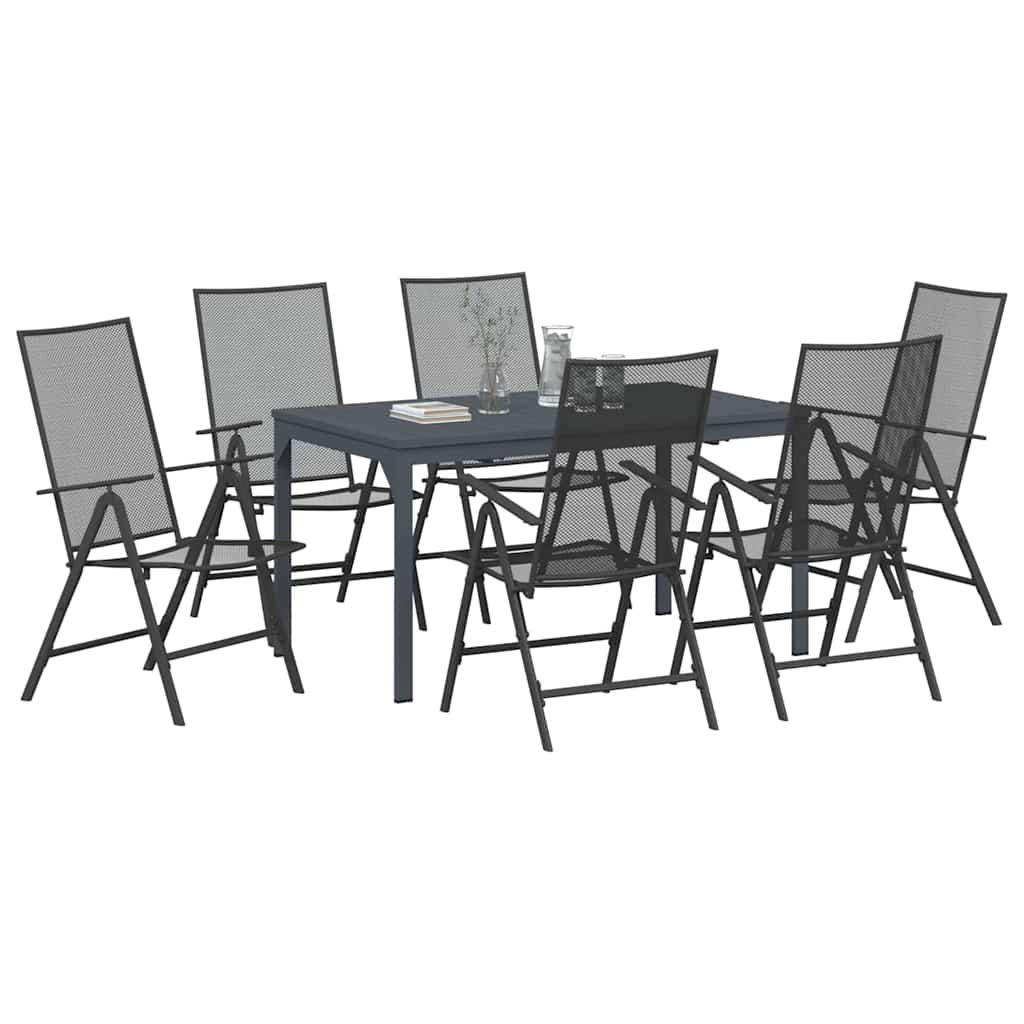 Garden Dining Set 7 pcs Anthracite Powder-coated Steel