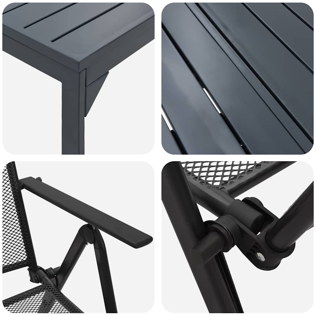 Garden Dining Set 9 pcs Anthracite Powder-coated Steel