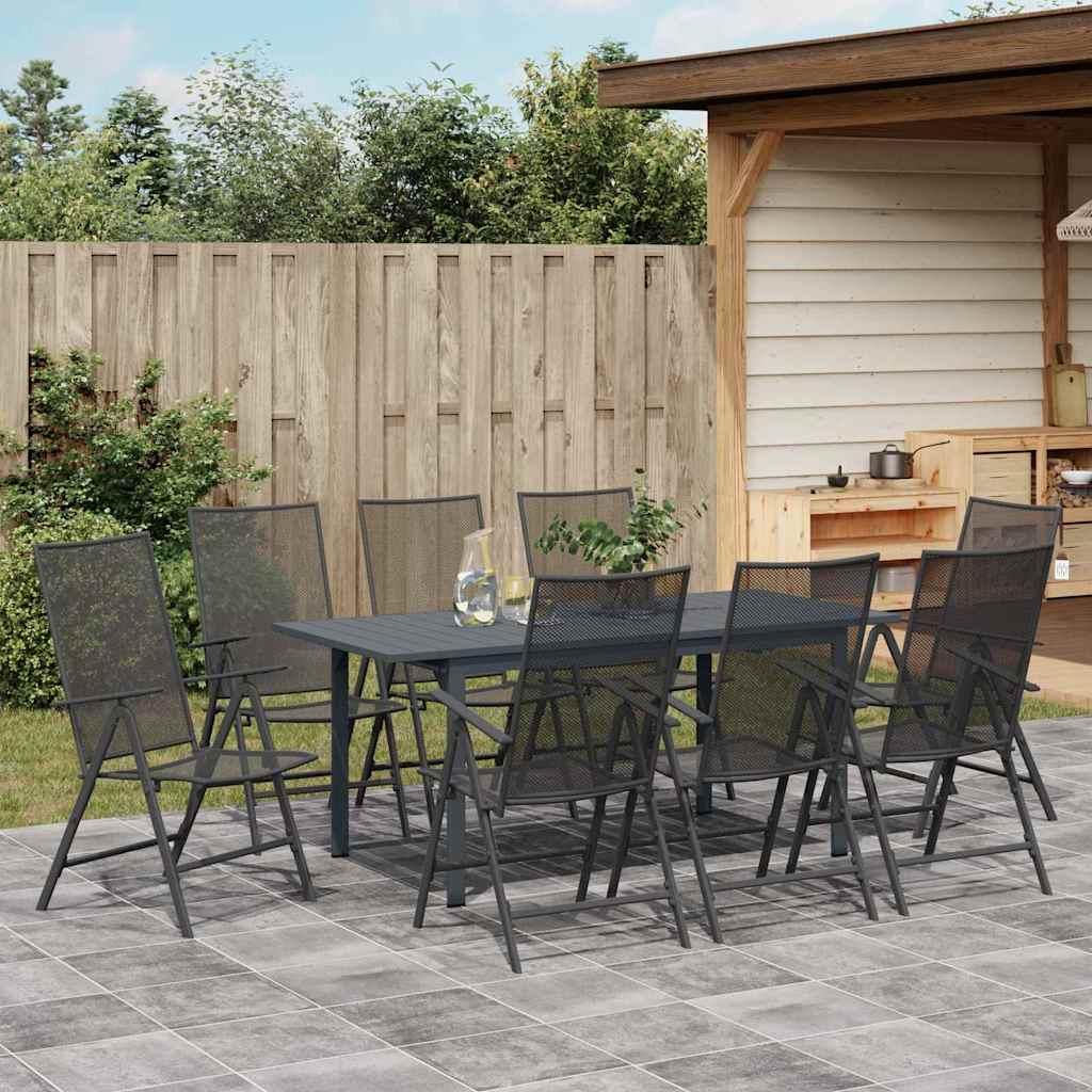 Garden Dining Set 9 pcs Anthracite Powder-coated Steel