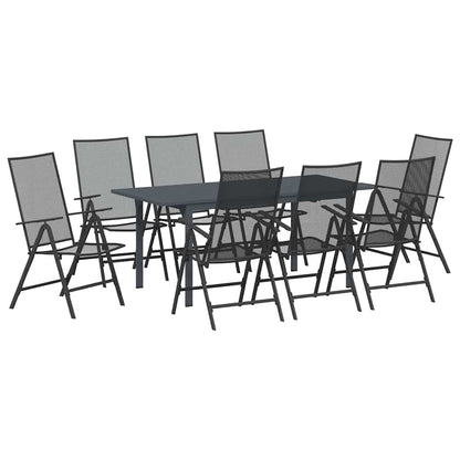 Garden Dining Set 9 pcs Anthracite Powder-coated Steel