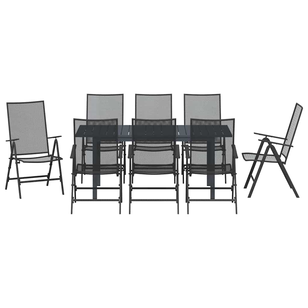 Garden Dining Set 9 pcs Anthracite Powder-coated Steel