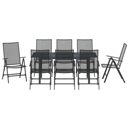 Garden Dining Set 9 pcs Anthracite Powder-coated Steel