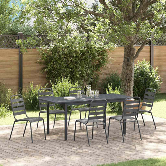 Garden Dining Set 7 pcs Anthracite Powder-coated Steel