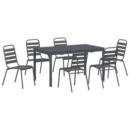 Garden Dining Set 7 pcs Anthracite Powder-coated Steel