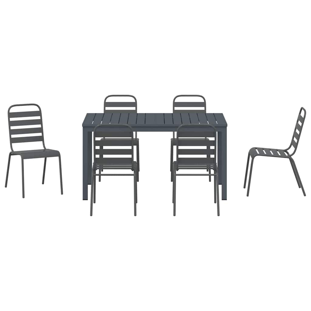 Garden Dining Set 7 pcs Anthracite Powder-coated Steel