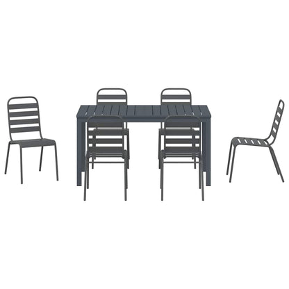 Garden Dining Set 7 pcs Anthracite Powder-coated Steel