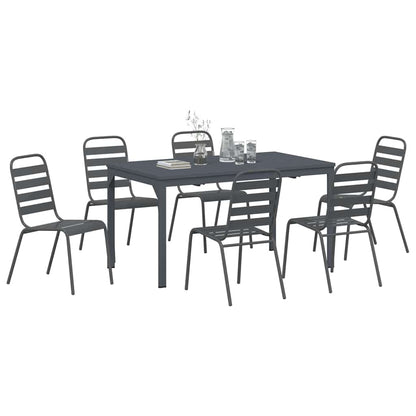 Garden Dining Set 7 pcs Anthracite Powder-coated Steel