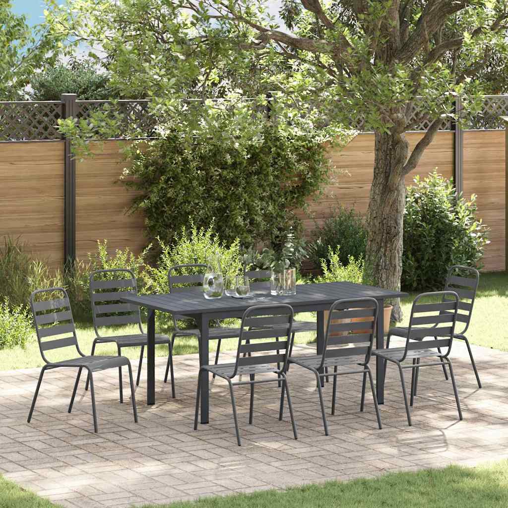 Garden Dining Set 9 pcs Anthracite Powder-coated Steel