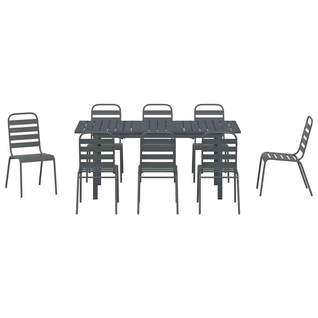 Garden Dining Set 9 pcs Anthracite Powder-coated Steel