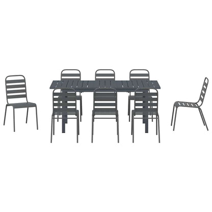 Garden Dining Set 9 pcs Anthracite Powder-coated Steel