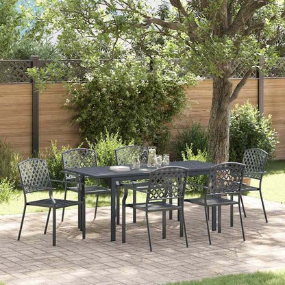 Garden Dining Set 7 pcs Anthracite Powder-coated Steel