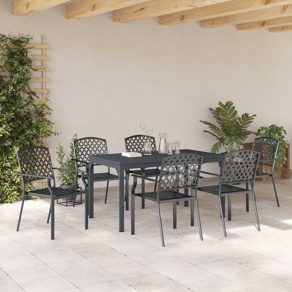 Garden Dining Set 7 pcs Anthracite Powder-coated Steel