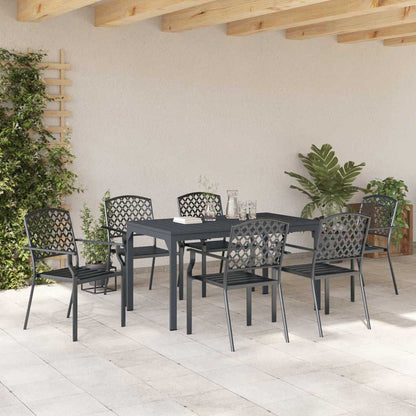 Garden Dining Set 7 pcs Anthracite Powder-coated Steel