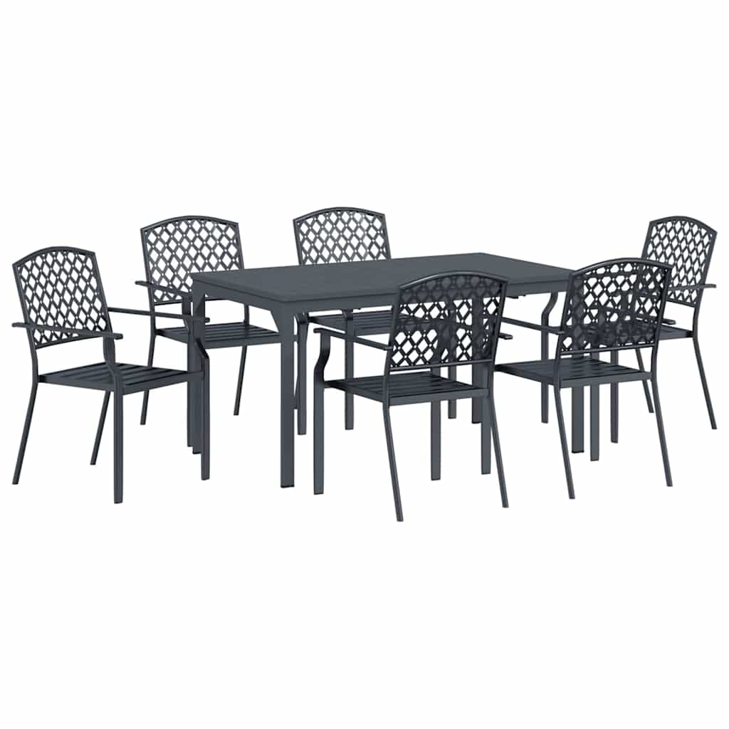 Garden Dining Set 7 pcs Anthracite Powder-coated Steel