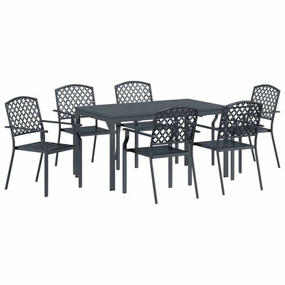 Garden Dining Set 7 pcs Anthracite Powder-coated Steel