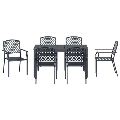 Garden Dining Set 7 pcs Anthracite Powder-coated Steel