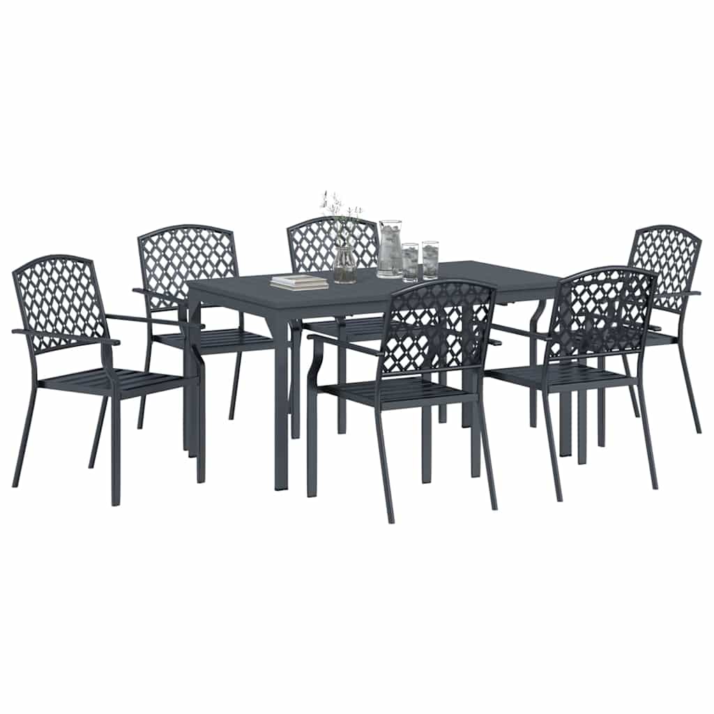 Garden Dining Set 7 pcs Anthracite Powder-coated Steel