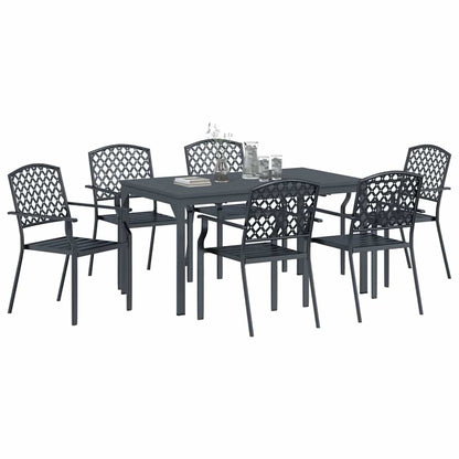 Garden Dining Set 7 pcs Anthracite Powder-coated Steel