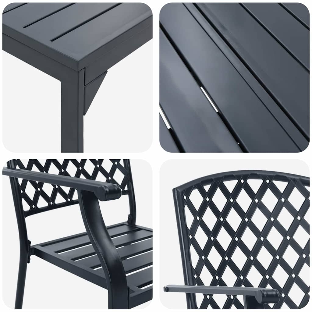 Garden Dining Set 9 pcs Anthracite Powder-coated Steel