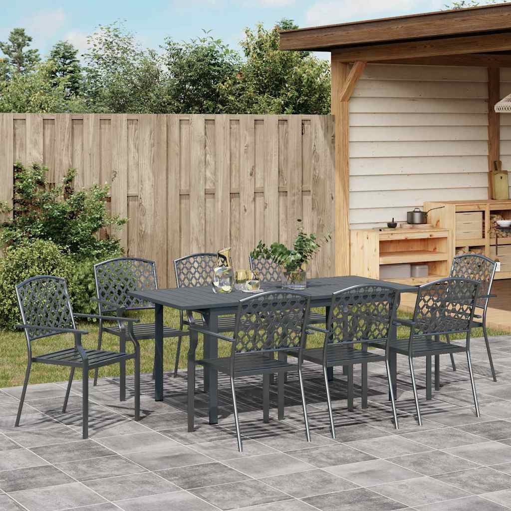 Garden Dining Set 9 pcs Anthracite Powder-coated Steel