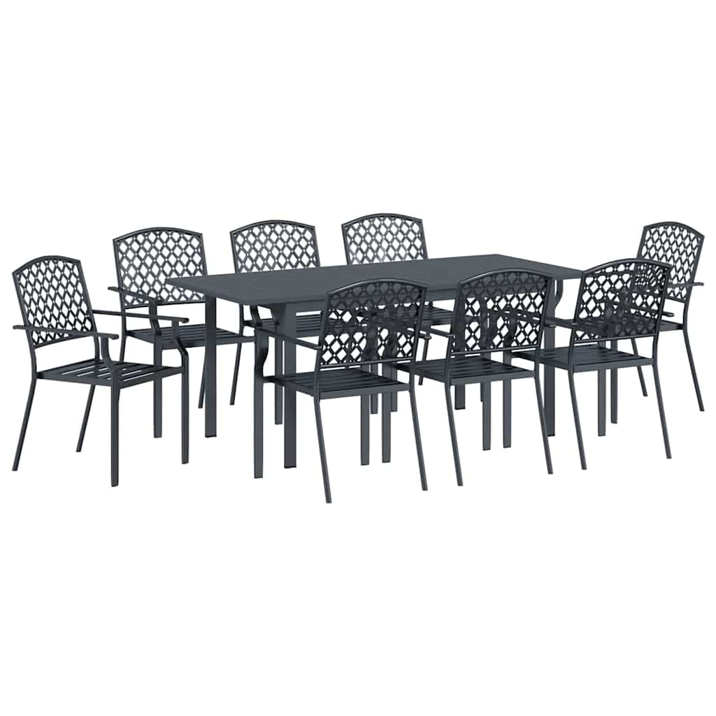 Garden Dining Set 9 pcs Anthracite Powder-coated Steel