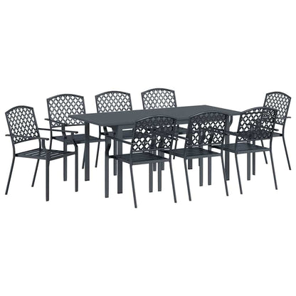Garden Dining Set 9 pcs Anthracite Powder-coated Steel