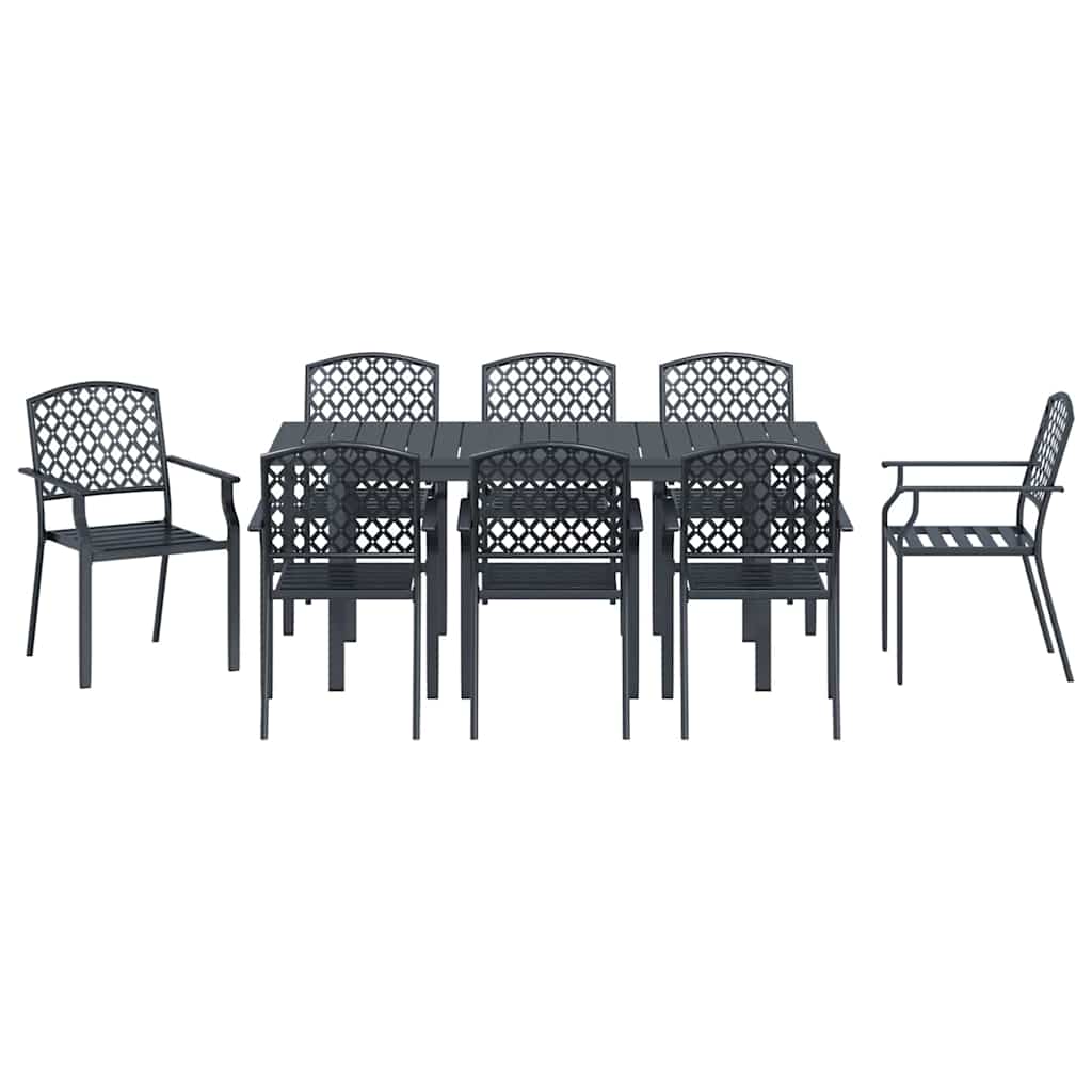 Garden Dining Set 9 pcs Anthracite Powder-coated Steel