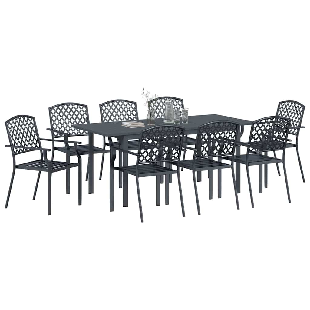 Garden Dining Set 9 pcs Anthracite Powder-coated Steel