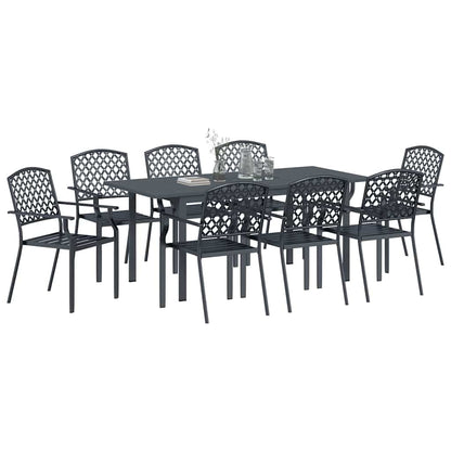 Garden Dining Set 9 pcs Anthracite Powder-coated Steel