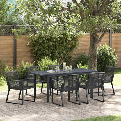 Garden Dining Set 7 pcs Black Poly Rattan