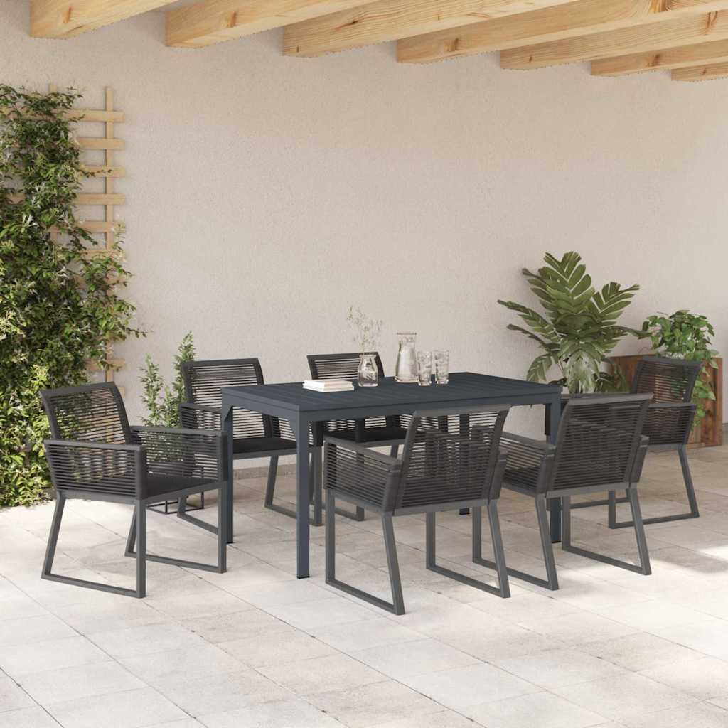 Garden Dining Set 7 pcs Black Poly Rattan