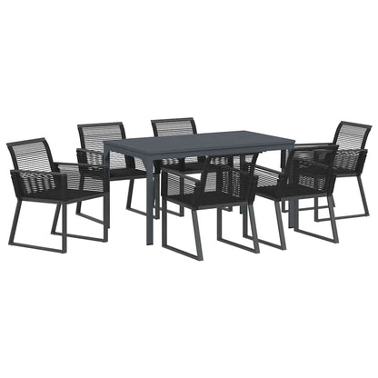 Garden Dining Set 7 pcs Black Poly Rattan