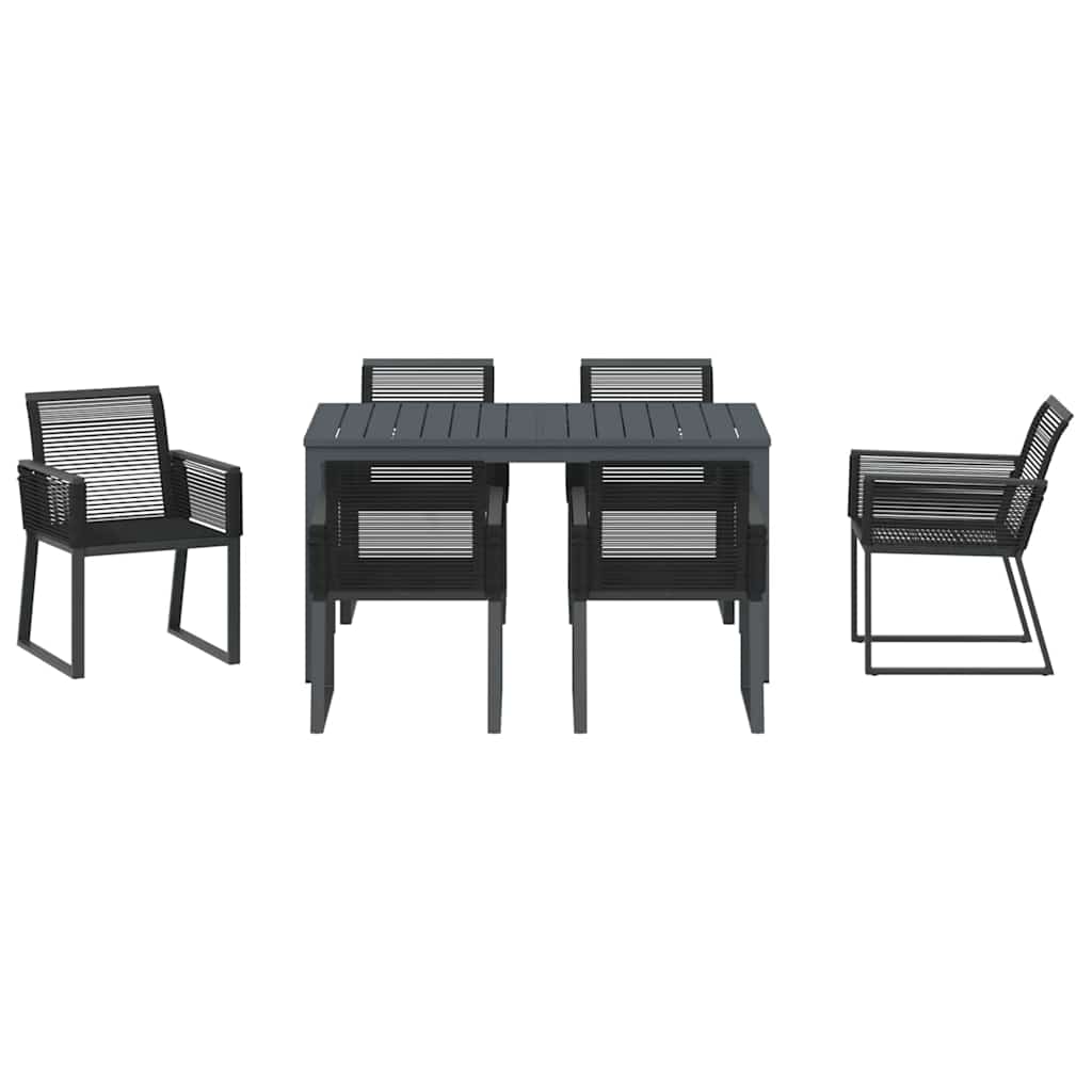 Garden Dining Set 7 pcs Black Poly Rattan