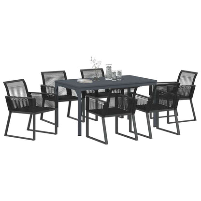 Garden Dining Set 7 pcs Black Poly Rattan