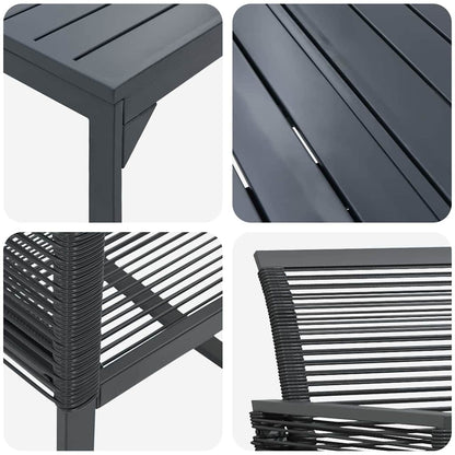 Garden Dining Set 9 pcs Black Poly Rattan