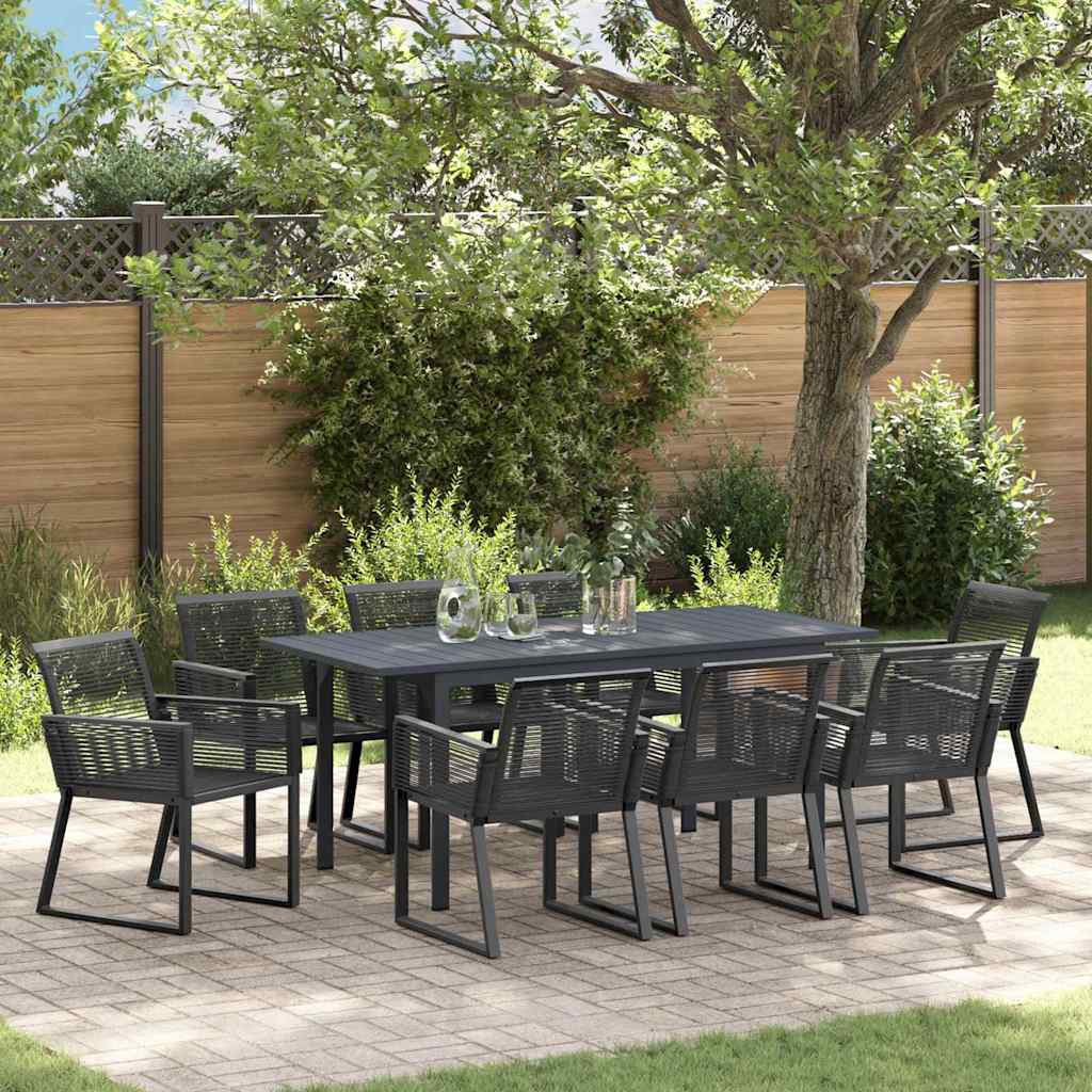 Garden Dining Set 9 pcs Black Poly Rattan