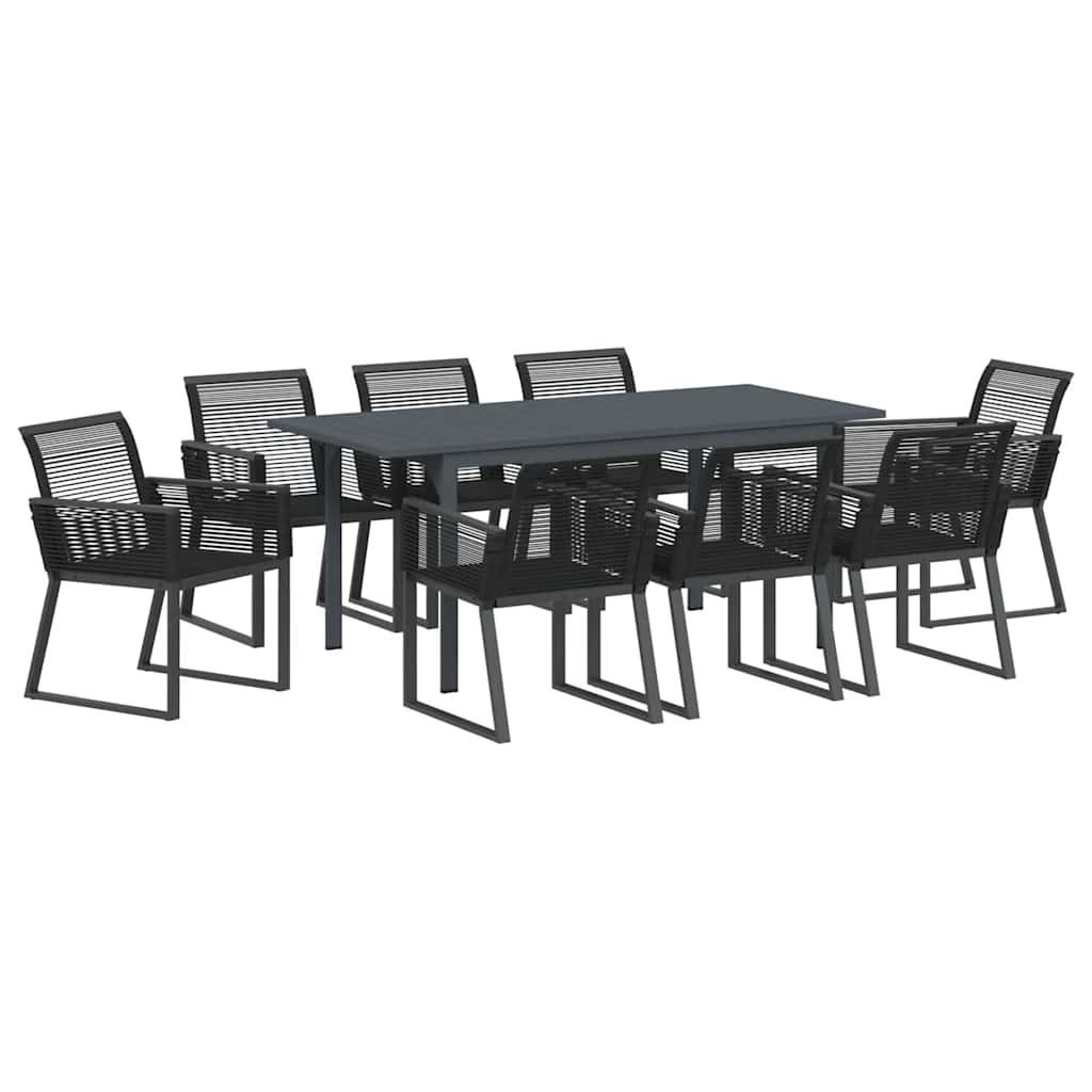 Garden Dining Set 9 pcs Black Poly Rattan