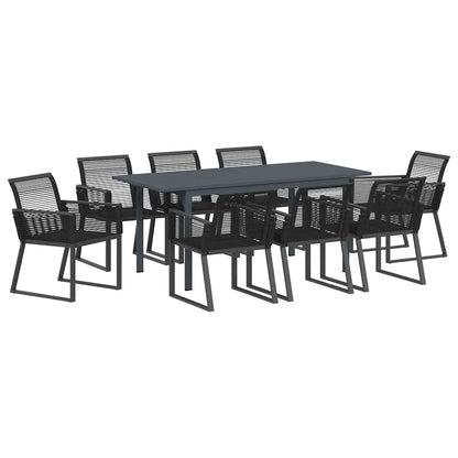 Garden Dining Set 9 pcs Black Poly Rattan